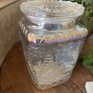 Iridescent Christmas Glass Jar with Lid